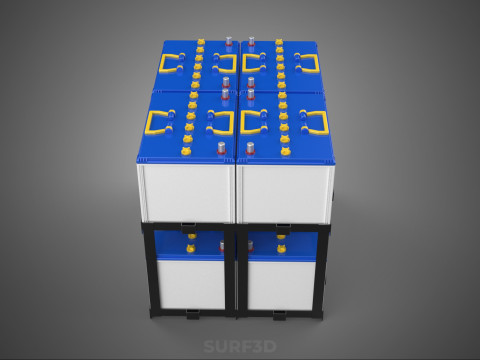 SERIA ARRAY R&Oacute;WNOLEGŁY ZESTAW AKUMULATOR&Oacute;W TACA MONTAŻ WSPORNIKA W SKOKU Model 3D