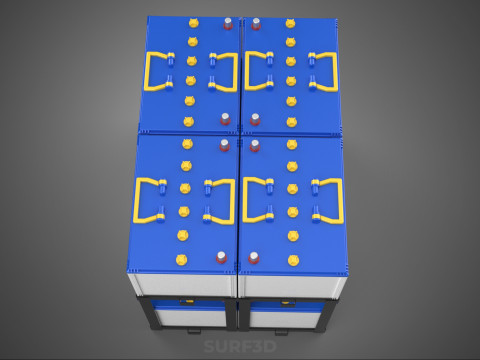 SERIA ARRAY R&Oacute;WNOLEGŁY ZESTAW AKUMULATOR&Oacute;W TACA MONTAŻ WSPORNIKA W SKOKU Model 3D