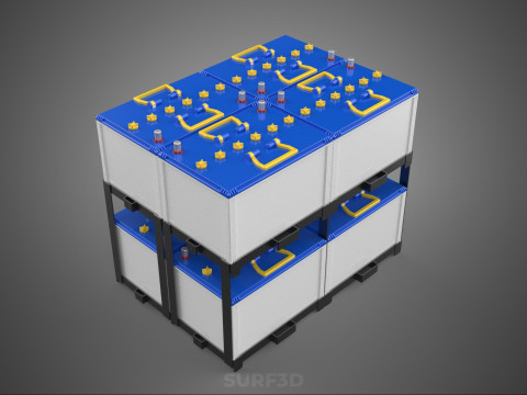 SERIA ARRAY R&Oacute;WNOLEGŁY ZESTAW AKUMULATOR&Oacute;W TACA MONTAŻ WSPORNIKA W SKOKU Model 3D