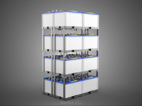 TOWER ACCU BATTERIA GRIGLIA STACK VASSOIO RACK FRAME POWER BANK ALIMENTAZIONE Modello 3D