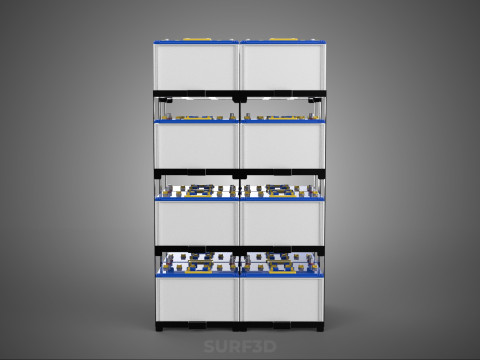 TOWER ACCU BATTERIA GRIGLIA STACK VASSOIO RACK FRAME POWER BANK ALIMENTAZIONE Modello 3D