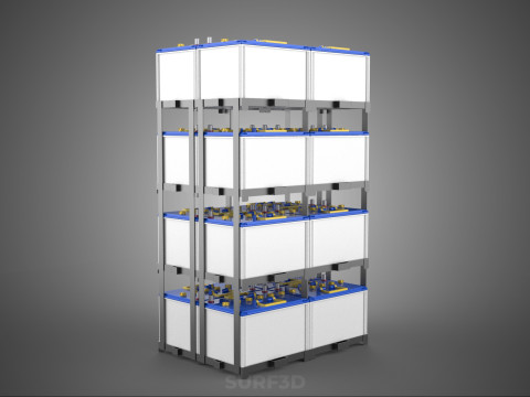 TOWER ACCU BATTERIA GRIGLIA STACK VASSOIO RACK FRAME POWER BANK ALIMENTAZIONE Modello 3D