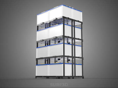 TOWER ACCU BATTERIA GRIGLIA STACK VASSOIO RACK FRAME POWER BANK ALIMENTAZIONE Modello 3D