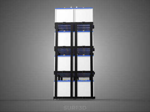 TOWER ACCU BATTERIA GRIGLIA STACK VASSOIO RACK FRAME POWER BANK ALIMENTAZIONE Modello 3D