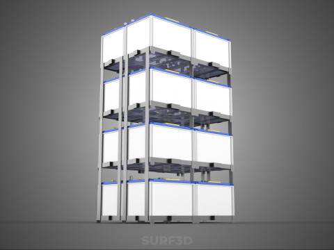 TOWER ACCU BATTERIA GRIGLIA STACK VASSOIO RACK FRAME POWER BANK ALIMENTAZIONE Modello 3D