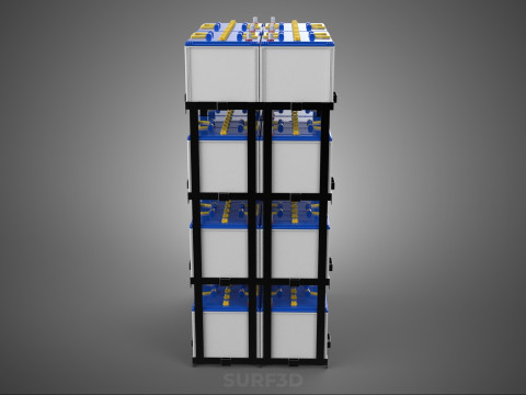 TOWER ACCU BATTERIA GRIGLIA STACK VASSOIO RACK FRAME POWER BANK ALIMENTAZIONE Modello 3D
