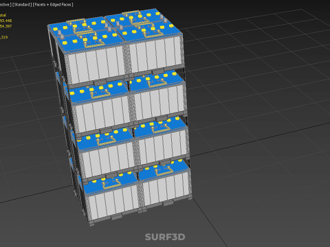 TOWER ACCU BATTERIA GRIGLIA STACK VASSOIO RACK FRAME POWER BANK ALIMENTAZIONE Modello 3D