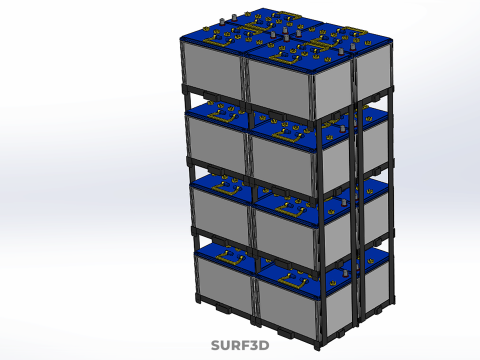 TOWER ACCU BATTERIA GRIGLIA STACK VASSOIO RACK FRAME POWER BANK ALIMENTAZIONE Modello 3D