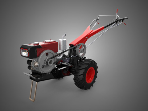 MOTOR DIESEL ROJO TRACTOR MOVIDOR M&Aacute;QUINA GRANJA Modelo 3D