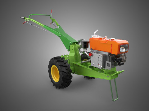 MESIN PERTANIAN LAPANGAN TRAKTOR BERJALAN TANGAN MESIN DIESEL RODA 2 Model 3D