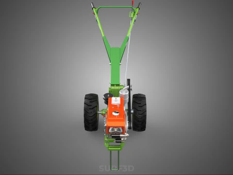 2 WHEEL DIESEL ENGINE HAND WALKING TRACTOR FIELD FARMING MACHINE 3D Model