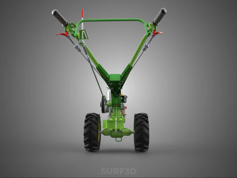 2 WHEEL DIESEL ENGINE HAND WALKING TRACTOR FIELD FARMING MACHINE 3D Model