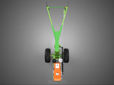 2 WHEEL DIESEL ENGINE HAND WALKING TRACTOR FIELD FARMING MACHINE 3D Model