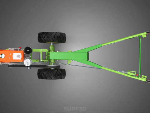 2 WHEEL DIESEL ENGINE HAND WALKING TRACTOR FIELD FARMING MACHINE 3D Model