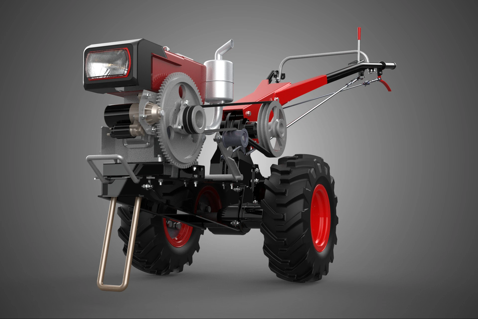 HAND WALKING TRACTOR DIESEL ENGINE ELECTRIC POWER STARTER MOTOR 3D Model .c4d .max .obj .3ds .fbx .stl .blend