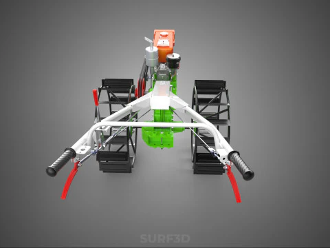 HAND WALKING TRACTOR DIESEL CAGE WHEEL TILLER RICE PADDY FIELD 3D Model