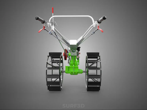HAND WALKING TRACTOR DIESEL CAGE WHEEL TILLER RICE PADDY FIELD 3D Model