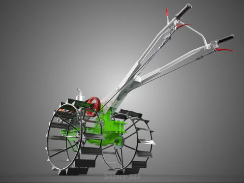 HAND WALKING TRACTOR DIESEL CAGE WHEEL TILLER RICE PADDY FIELD 3D Model