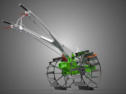 HAND WALKING TRACTOR DIESEL CAGE WHEEL TILLER RICE PADDY FIELD 3D Model