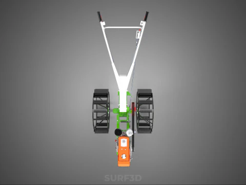 HAND WALKING TRACTOR DIESEL CAGE WHEEL TILLER RICE PADDY FIELD 3D Model
