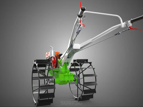 HAND WALKING TRACTOR DIESEL CAGE WHEEL TILLER RICE PADDY FIELD 3D Model