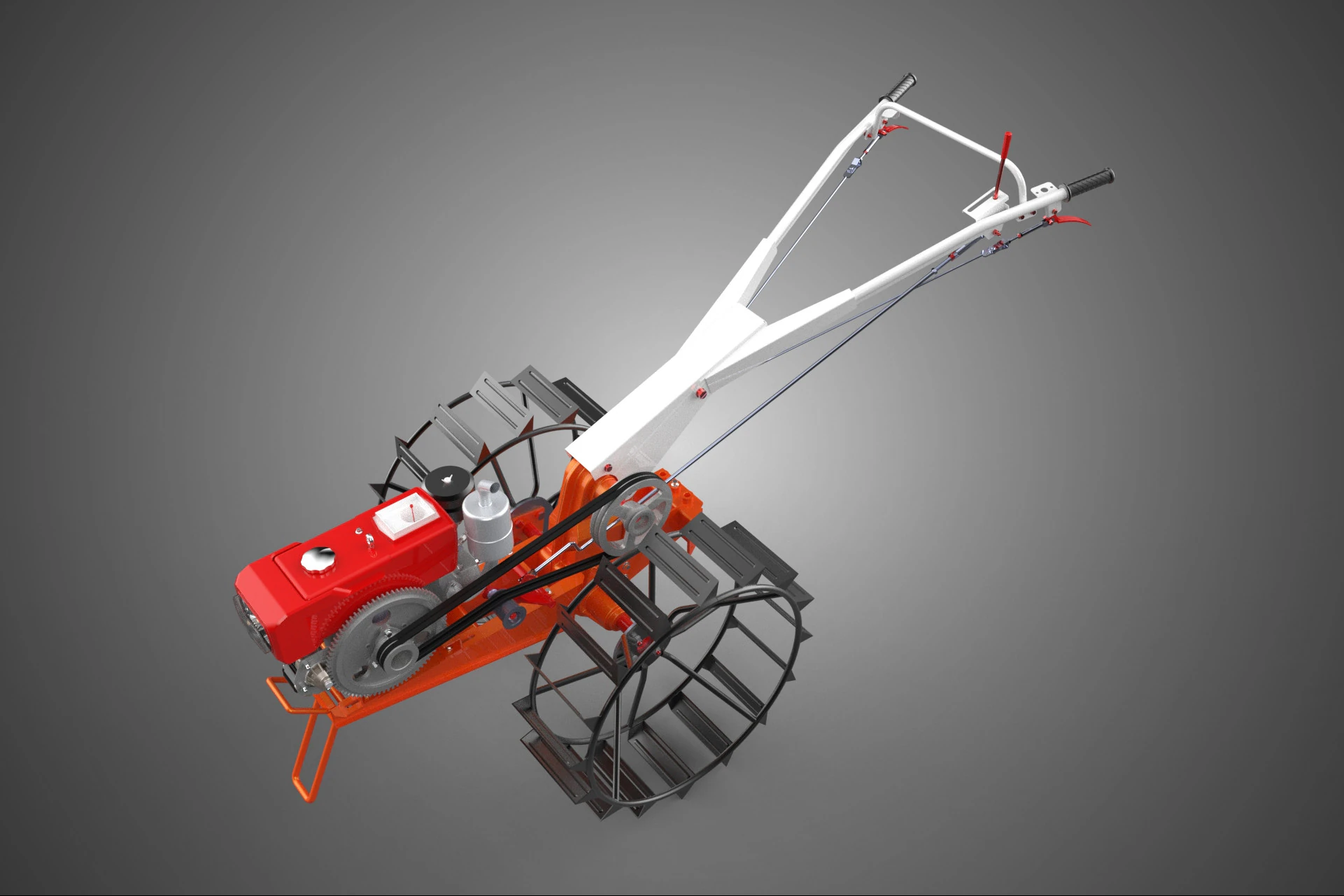 CHODZIĆ ZA RĘKĄ CIĄGNIK DIESEL ROLNIK OPERATOR PRACA BŁOTO Model 3D .c4d .max .obj .3ds .fbx .stl .blend 