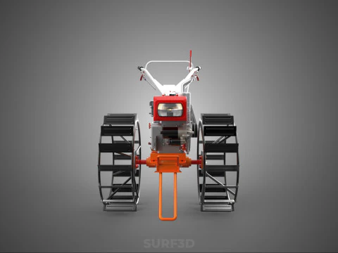 CHODZIĆ ZA RĘKĄ CIĄGNIK DIESEL ROLNIK OPERATOR PRACA BŁOTO Model 3D