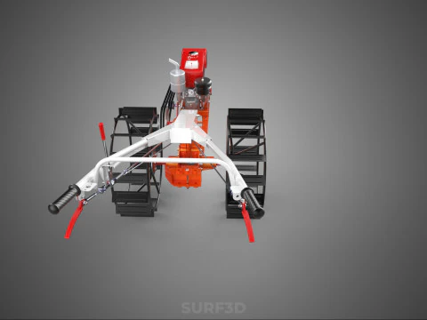 CHODZIĆ ZA RĘKĄ CIĄGNIK DIESEL ROLNIK OPERATOR PRACA BŁOTO Model 3D