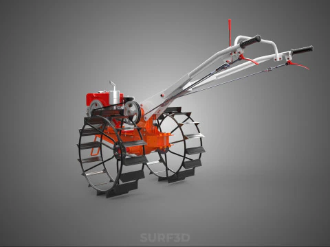 CHODZIĆ ZA RĘKĄ CIĄGNIK DIESEL ROLNIK OPERATOR PRACA BŁOTO Model 3D