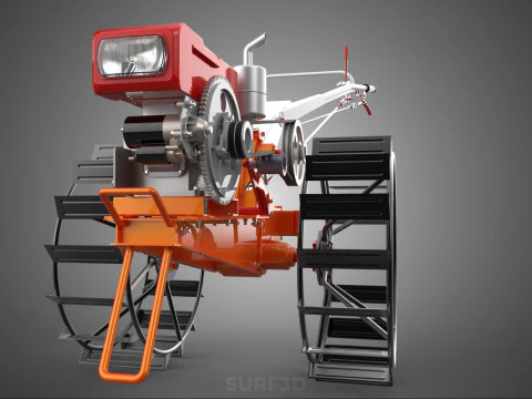 CHODZIĆ ZA RĘKĄ CIĄGNIK DIESEL ROLNIK OPERATOR PRACA BŁOTO Model 3D