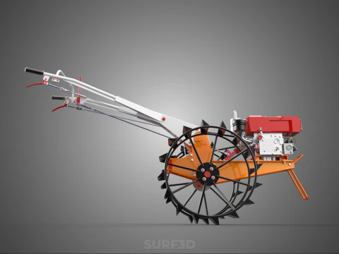 CHODZIĆ ZA RĘKĄ CIĄGNIK DIESEL ROLNIK OPERATOR PRACA BŁOTO Model 3D