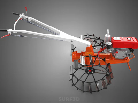 CHODZIĆ ZA RĘKĄ CIĄGNIK DIESEL ROLNIK OPERATOR PRACA BŁOTO Model 3D