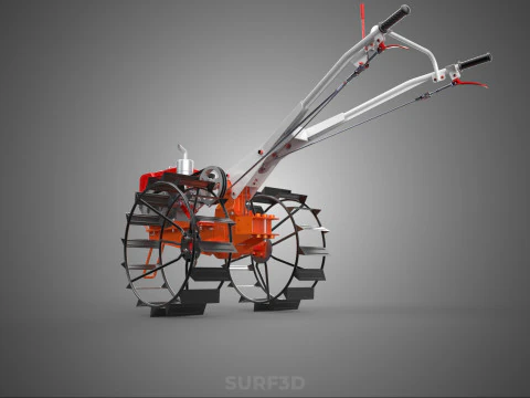 CHODZIĆ ZA RĘKĄ CIĄGNIK DIESEL ROLNIK OPERATOR PRACA BŁOTO Model 3D