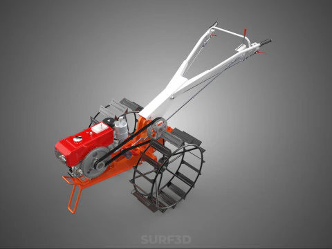 CHODZIĆ ZA RĘKĄ CIĄGNIK DIESEL ROLNIK OPERATOR PRACA BŁOTO Model 3D