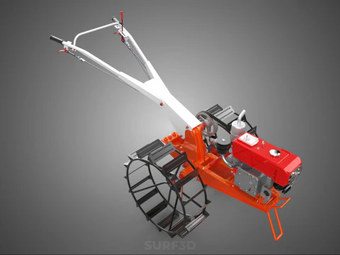 CHODZIĆ ZA RĘKĄ CIĄGNIK DIESEL ROLNIK OPERATOR PRACA BŁOTO Model 3D