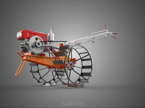 CHODZIĆ ZA RĘKĄ CIĄGNIK DIESEL ROLNIK OPERATOR PRACA BŁOTO Model 3D