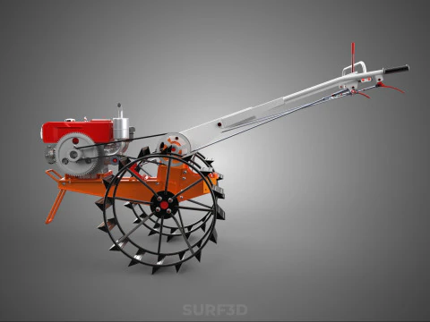 CHODZIĆ ZA RĘKĄ CIĄGNIK DIESEL ROLNIK OPERATOR PRACA BŁOTO Model 3D