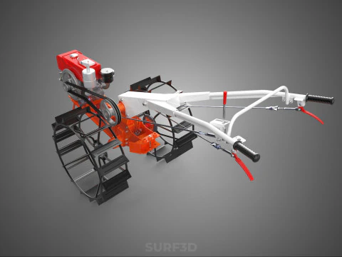 CHODZIĆ ZA RĘKĄ CIĄGNIK DIESEL ROLNIK OPERATOR PRACA BŁOTO Model 3D