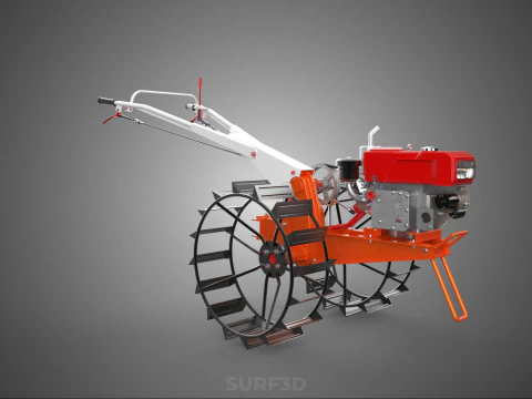 CHODZIĆ ZA RĘKĄ CIĄGNIK DIESEL ROLNIK OPERATOR PRACA BŁOTO Model 3D