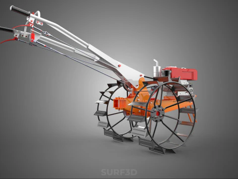 CHODZIĆ ZA RĘKĄ CIĄGNIK DIESEL ROLNIK OPERATOR PRACA BŁOTO Model 3D