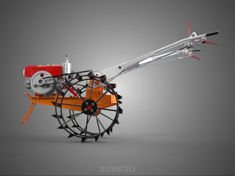 CHODZIĆ ZA RĘKĄ CIĄGNIK DIESEL ROLNIK OPERATOR PRACA BŁOTO Model 3D