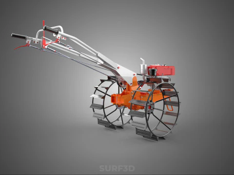 CHODZIĆ ZA RĘKĄ CIĄGNIK DIESEL ROLNIK OPERATOR PRACA BŁOTO Model 3D