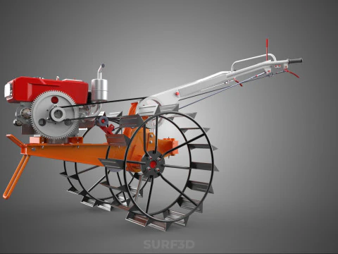 CHODZIĆ ZA RĘKĄ CIĄGNIK DIESEL ROLNIK OPERATOR PRACA BŁOTO Model 3D