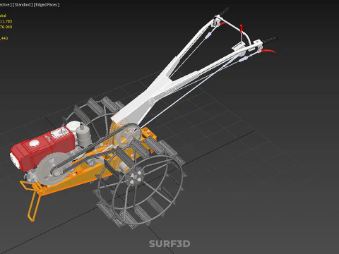 CHODZIĆ ZA RĘKĄ CIĄGNIK DIESEL ROLNIK OPERATOR PRACA BŁOTO Model 3D
