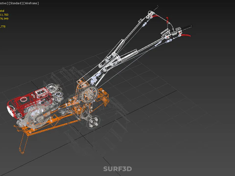 CHODZIĆ ZA RĘKĄ CIĄGNIK DIESEL ROLNIK OPERATOR PRACA BŁOTO Model 3D