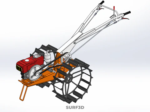 CHODZIĆ ZA RĘKĄ CIĄGNIK DIESEL ROLNIK OPERATOR PRACA BŁOTO Model 3D