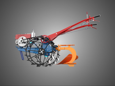 주형판 쟁기 손으로 걷는 트랙터 장착형 고랑 쟁기 공유 3D 모델