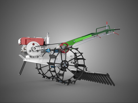 COMPACTE HANDLOPENDE TRACTOR HARK VELD PADDY WERKTUIG 3D Model