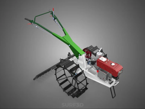 COMPACT HAND WALKING TRACTOR RAKING RAKE FIELD PADDY IMPLEMENT 3D Model