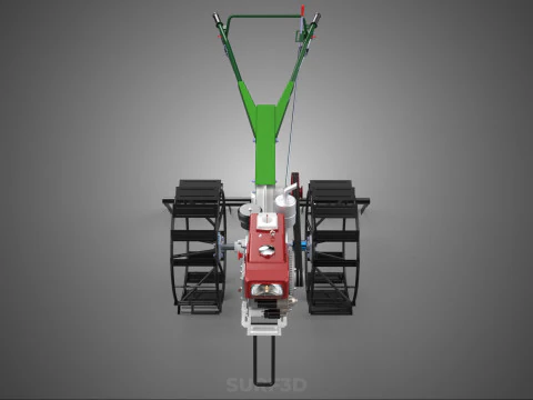 COMPACT HAND WALKING TRACTOR RAKING RAKE FIELD PADDY IMPLEMENT 3D Model